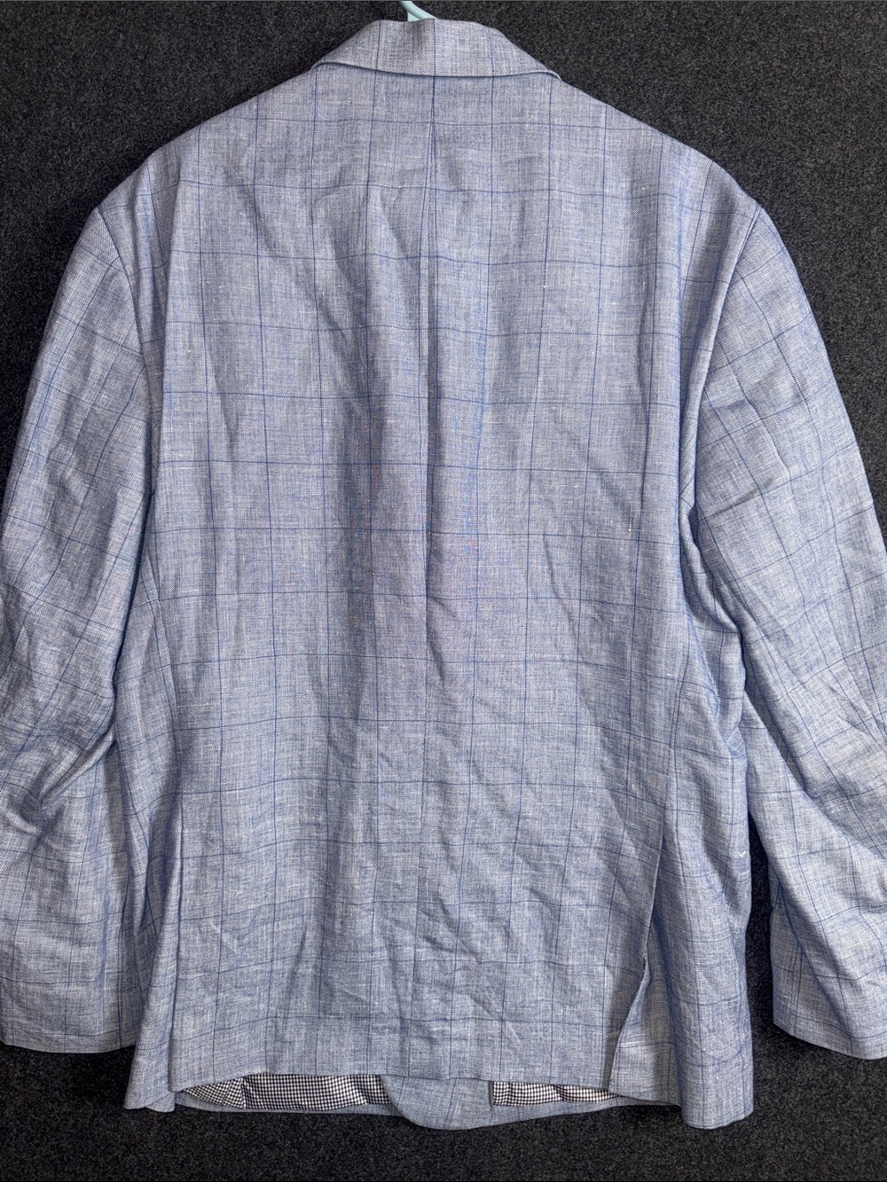 Jos. A. Bank 1905 Tailored Fit Blue Linen Wool Plaid Sport Coat Blazer 44R - Picture 11 of 13